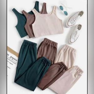 3 set solid lounge tank top & sweats